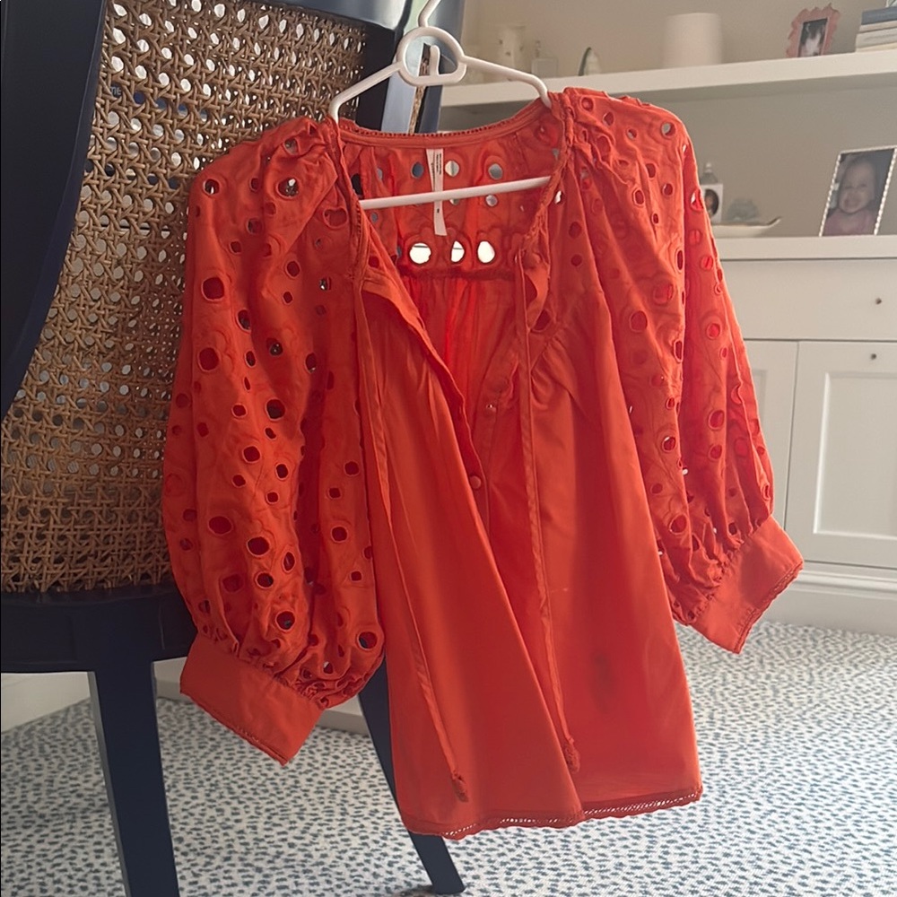 Orange Eyelet Women's Top